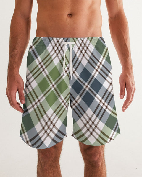 Mens plaid hot sale swim trunks